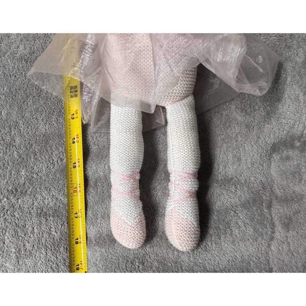 Living Textiles Emma Ballerina Doll 17" Knitted‎ Plush w/ Rattle Cotton Tutu Bow - Picture 9 of 9